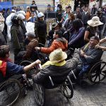 PwDs in Boliva were blocked by riot police from reaching presidential palace on Wed. 5_25 (Getty)